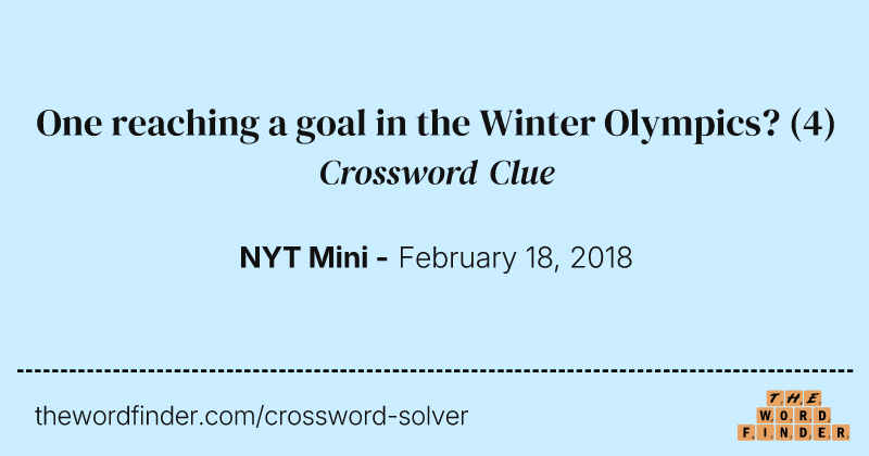 One reaching a goal in the Winter Olympics? crossword clue image