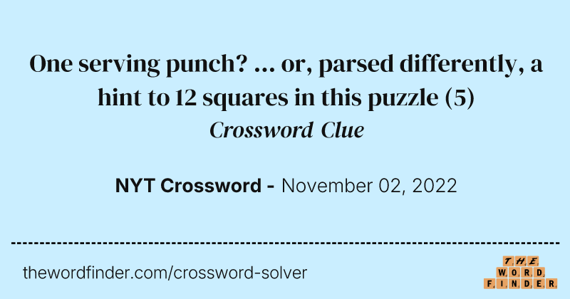 One serving punch? ... or, parsed differently, a hint to 12 squares in this puzzle crossword clue image