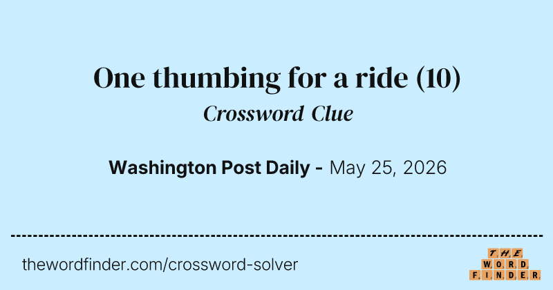 One thumbing for a ride crossword clue image