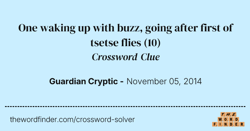 One waking up with buzz, going after first of tsetse flies crossword clue image