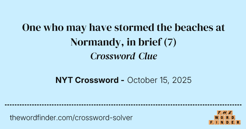 One who may have stormed the beaches at Normandy, in brief crossword clue image