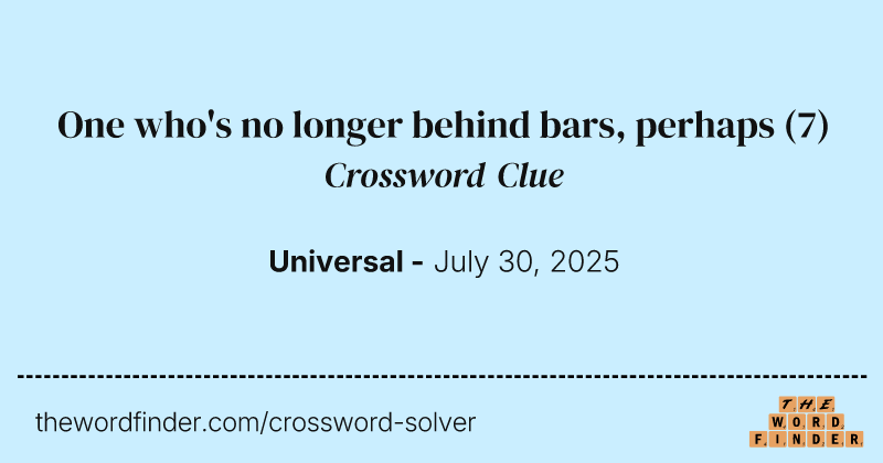 One who's no longer behind bars, perhaps crossword clue image