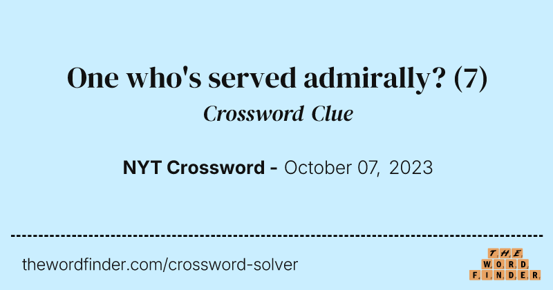 One who's served admirally? crossword clue image
