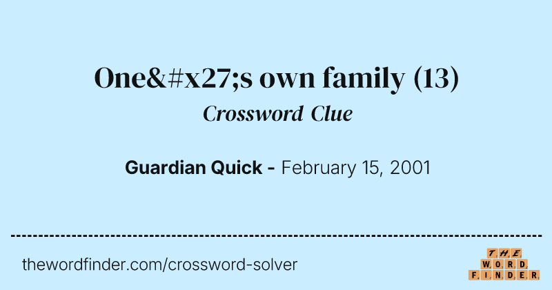 One's own family crossword clue image