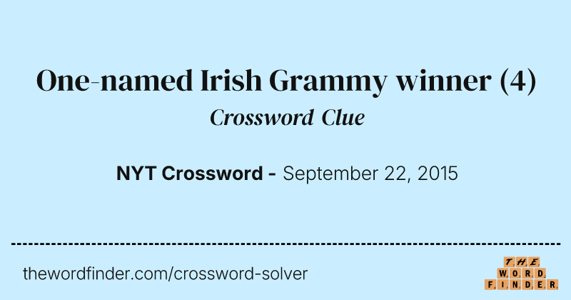 One-named Irish Grammy winner crossword clue image