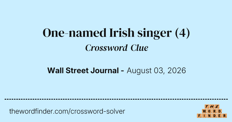 One-named Irish singer crossword clue image