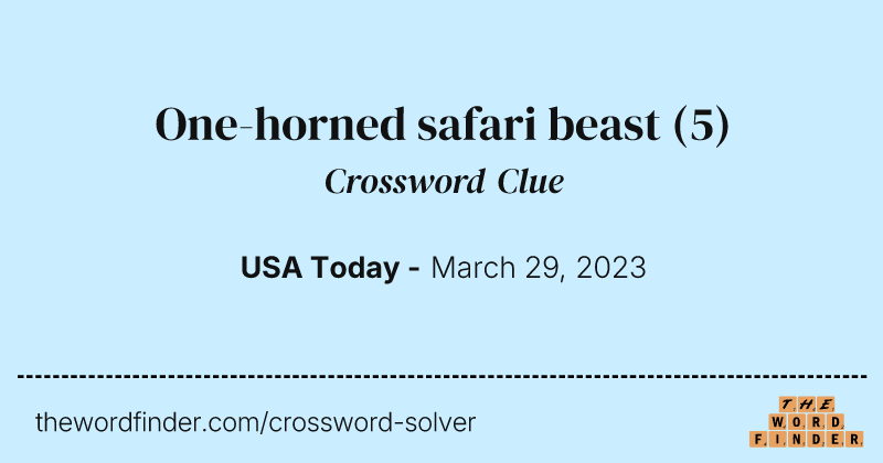 One-horned safari beast crossword clue image