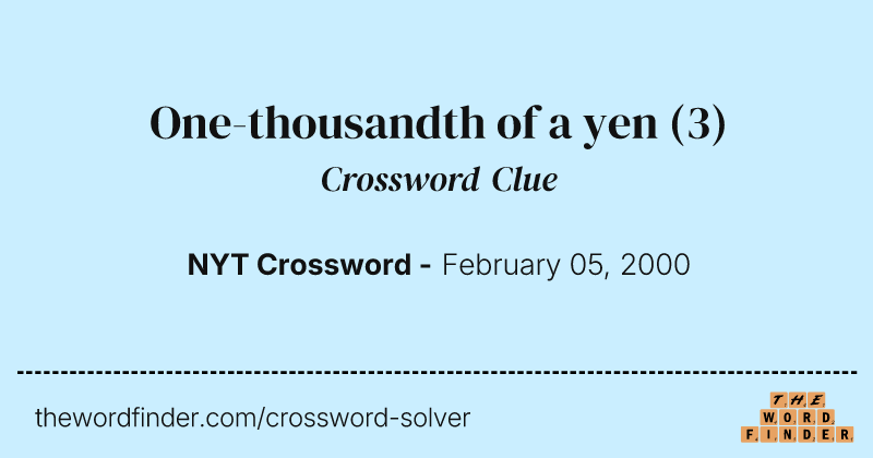 One-thousandth of a yen crossword clue image