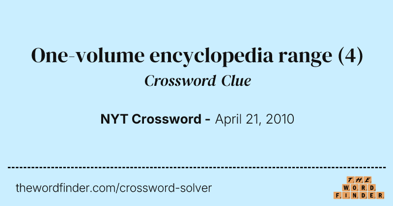 One-volume encyclopedia range crossword clue image