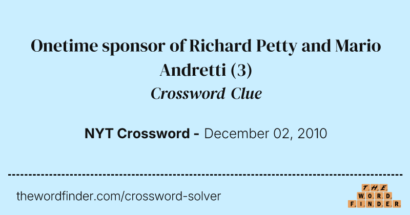 Onetime sponsor of Richard Petty and Mario Andretti crossword clue image