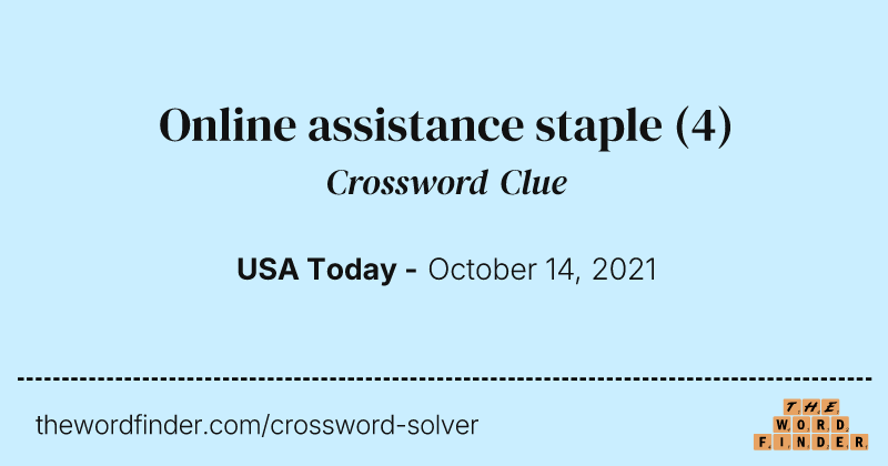 Online assistance staple crossword clue image