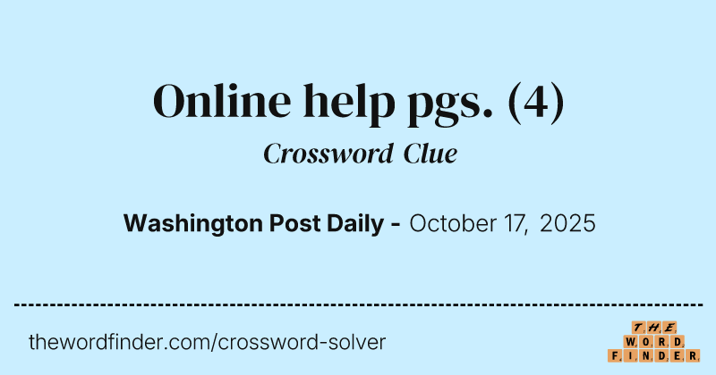 Online help pgs. crossword clue image