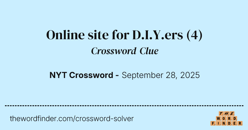 Online site for D.I.Y.ers crossword clue image