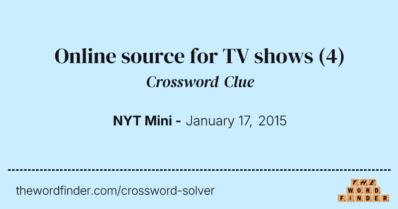 Online source for TV shows crossword clue image