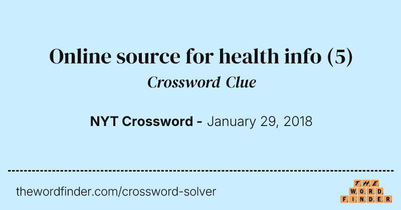 Online source for health info crossword clue image