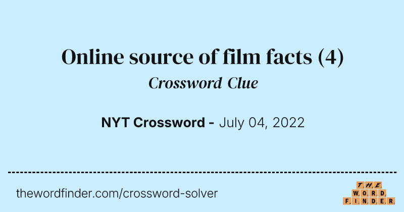 Online source of film facts crossword clue image