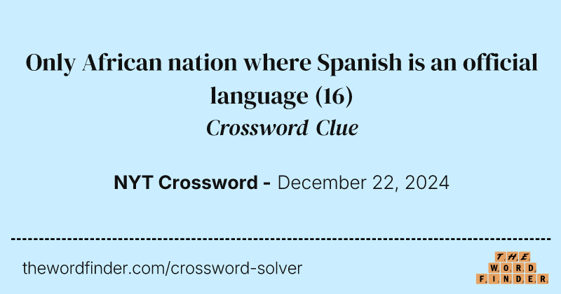 Only African nation where Spanish is an official language crossword clue image