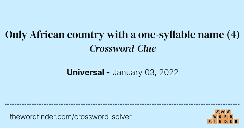 Only African country with a one-syllable name crossword clue image