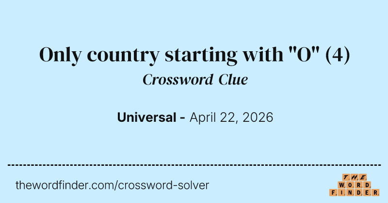 Only country starting with "O" crossword clue image