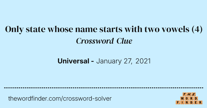 Only state whose name starts with two vowels crossword clue image