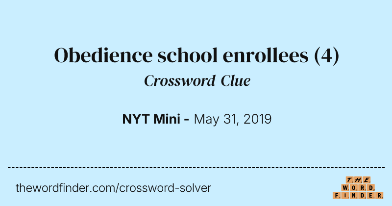 Obedience school enrollees crossword clue image