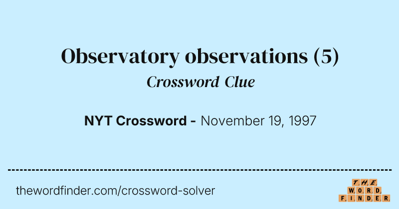 Observatory observations crossword clue image