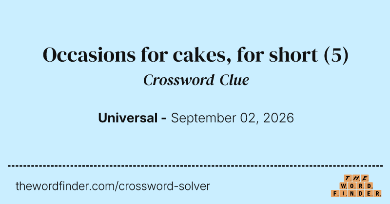Occasions for cakes, for short crossword clue image