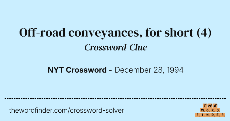 Off-road conveyances, for short crossword clue image