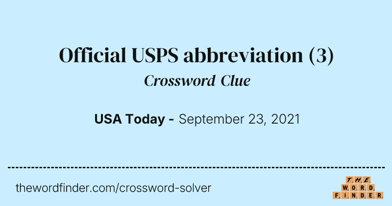 Official USPS abbreviation crossword clue image