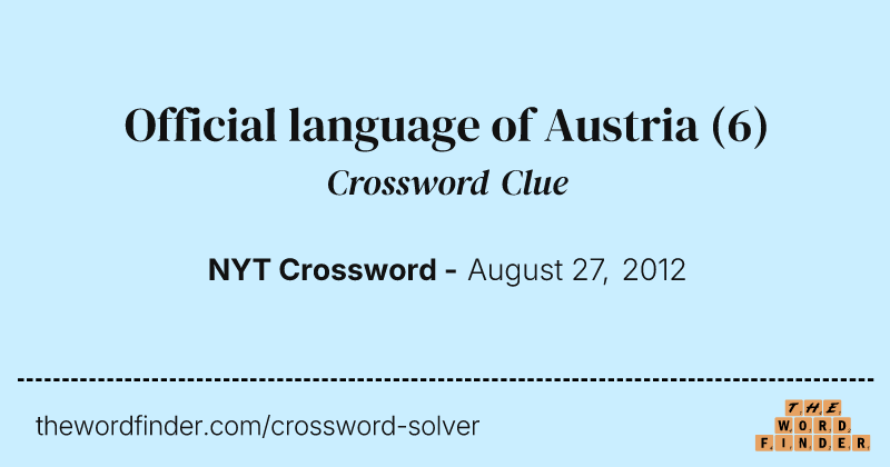 Official language of Austria crossword clue image
