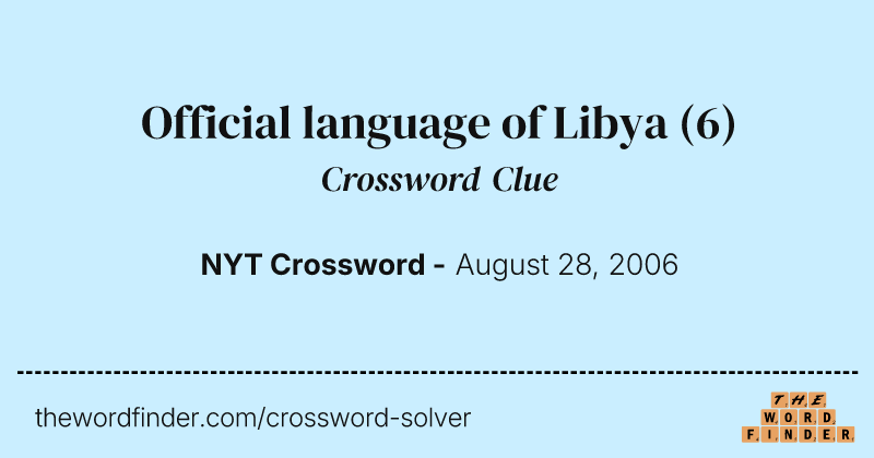 Official language of Libya crossword clue image