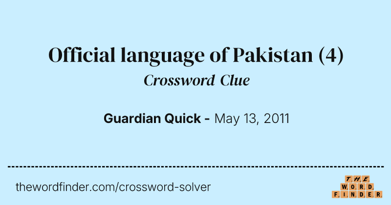Official language of Pakistan crossword clue image