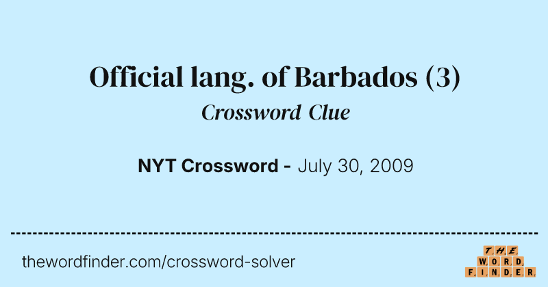 Official lang. of Barbados crossword clue image