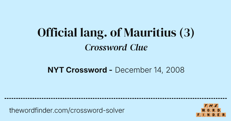Official lang. of Mauritius crossword clue image