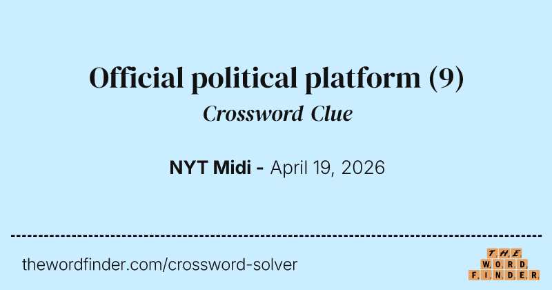 Official political platform crossword clue image