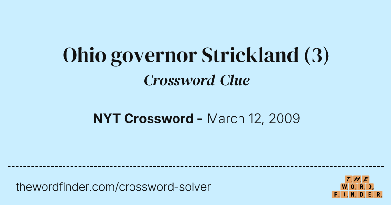 Ohio governor Strickland crossword clue image