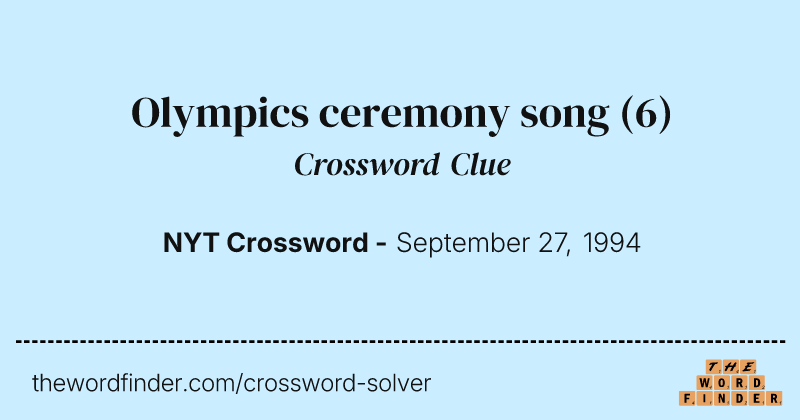 Olympics ceremony song crossword clue image