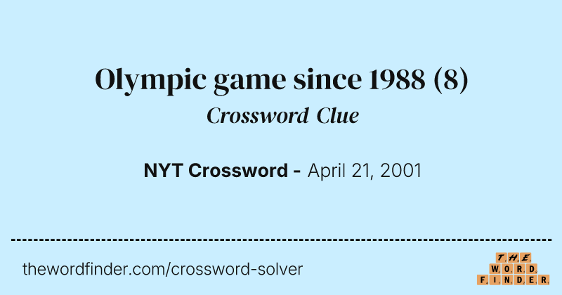 Olympic game since 1988 crossword clue image