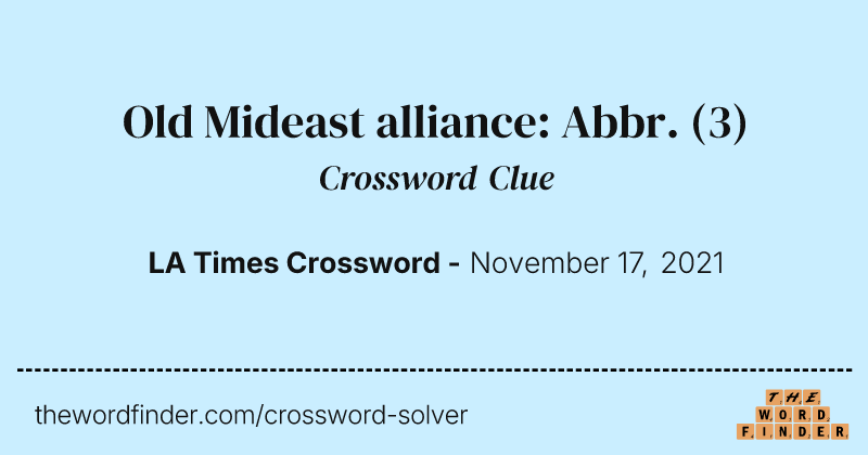 Old Mideast alliance: Abbr. crossword clue image