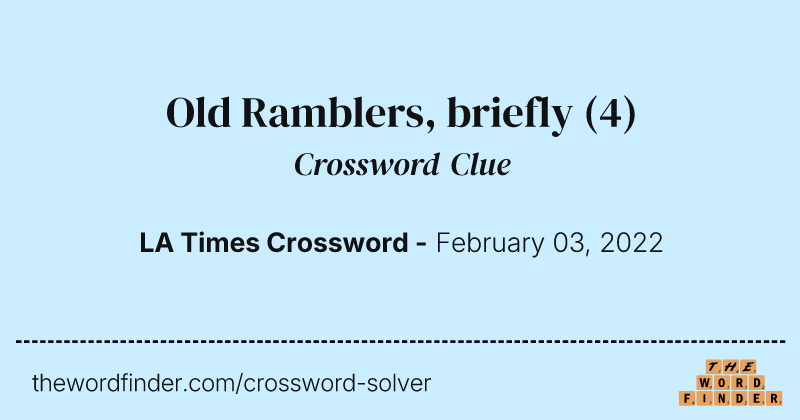 Old Ramblers, briefly crossword clue image