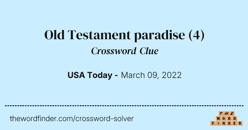 Old Testament paradise crossword clue image