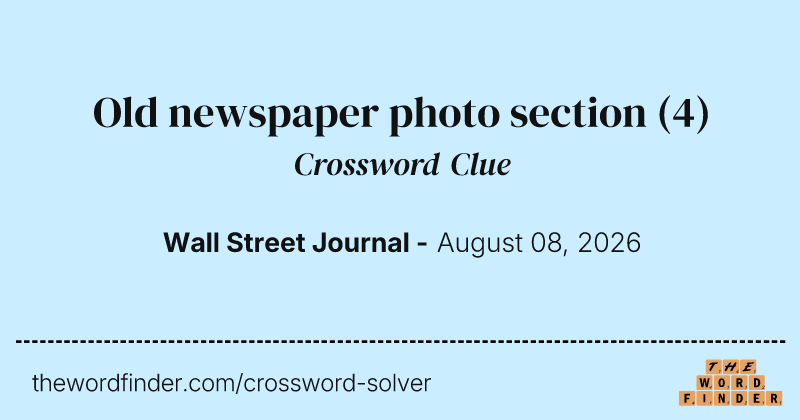 Old newspaper photo section crossword clue image