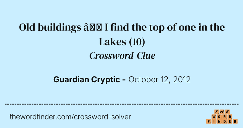 Old buildings — I find the top of one in the Lakes crossword clue image