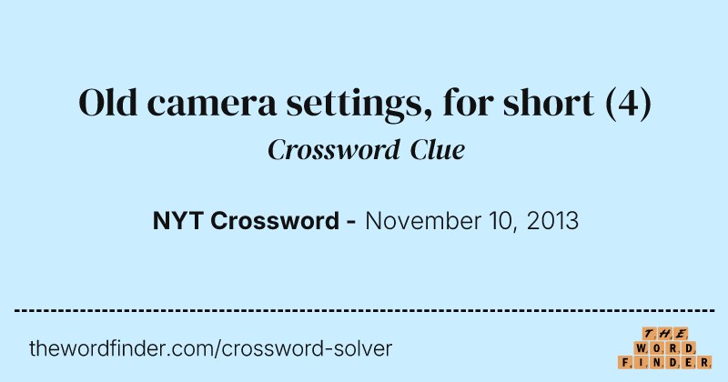 Old camera settings, for short crossword clue image