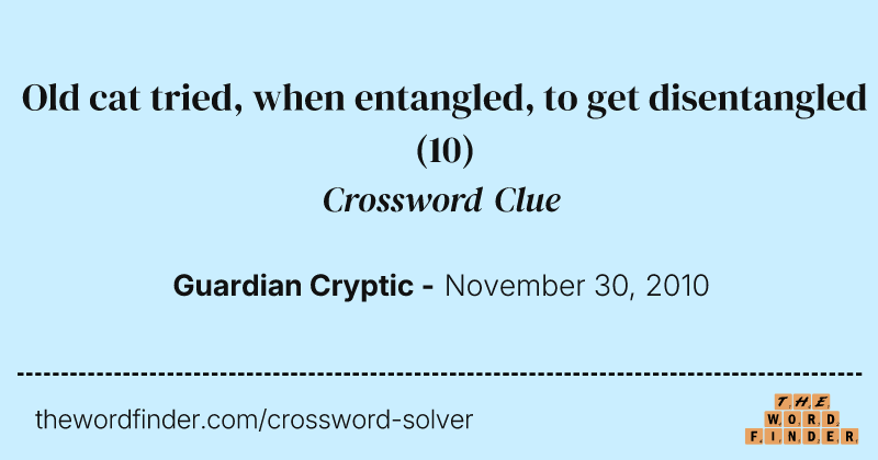 Old cat tried, when entangled, to get disentangled crossword clue image