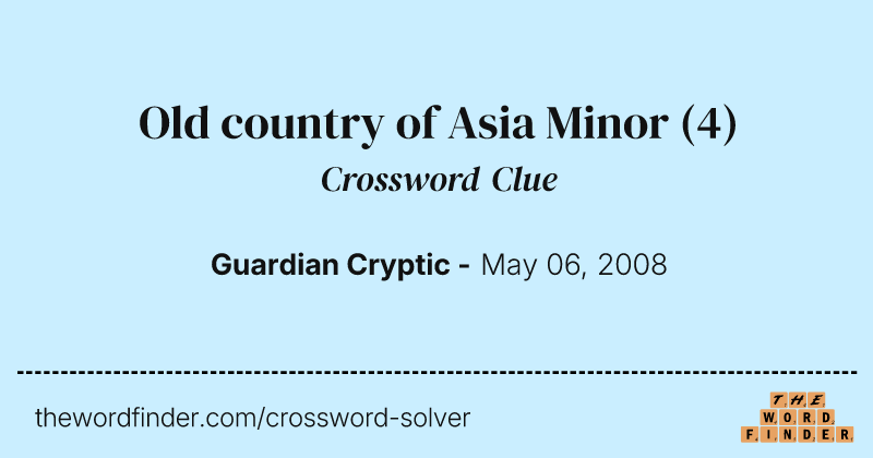 Old country of Asia Minor crossword clue image