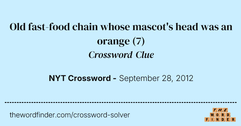 Old fast-food chain whose mascot's head was an orange crossword clue image