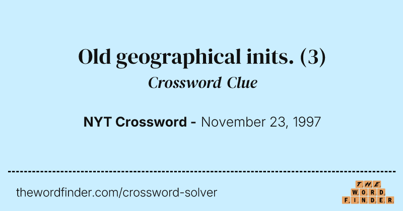 Old geographical inits. crossword clue image