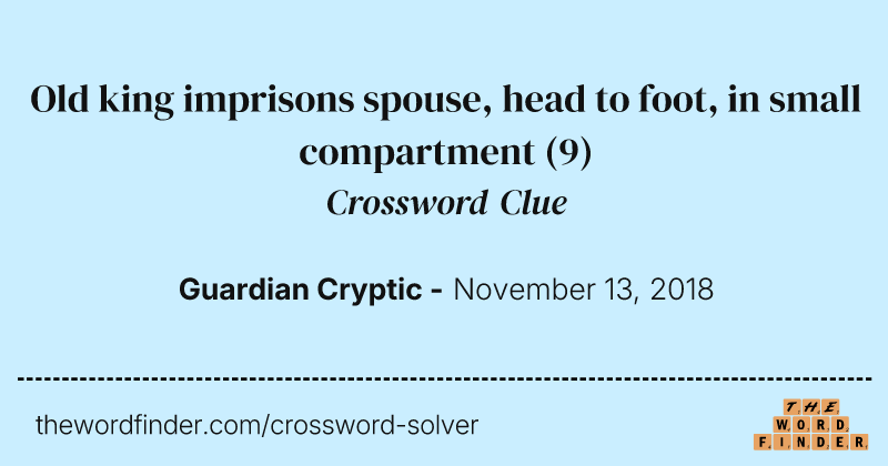 Old king imprisons spouse, head to foot, in small compartment crossword clue image