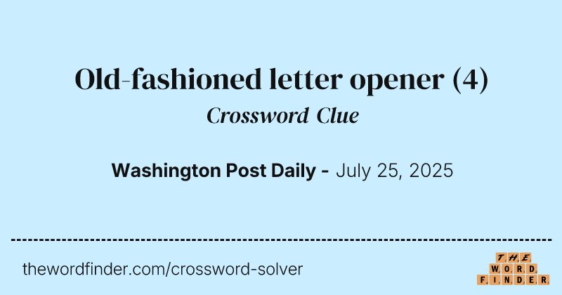 Old-fashioned letter opener crossword clue image